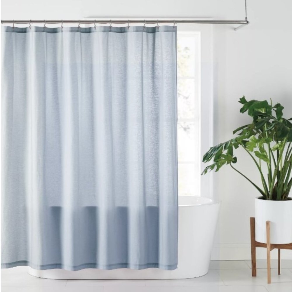 Nestwell 72-Inch x 72-Inch Solid Hemp Shower Curtain in Light Blue Fog